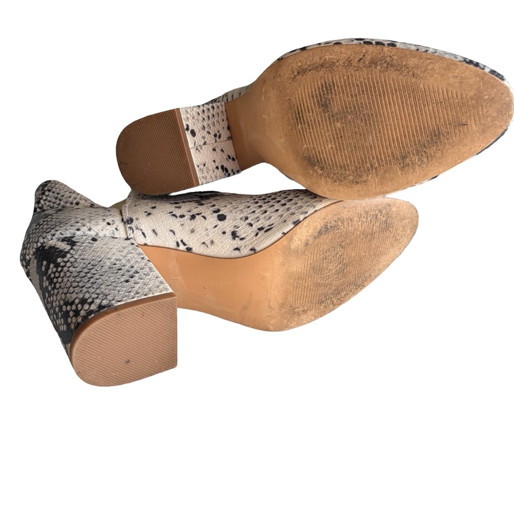 Steve Madden Black & Cream Snake-Print Ankle Booties - Picture 5 of 7